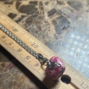 Pink and Silver Pendant costume Necklace